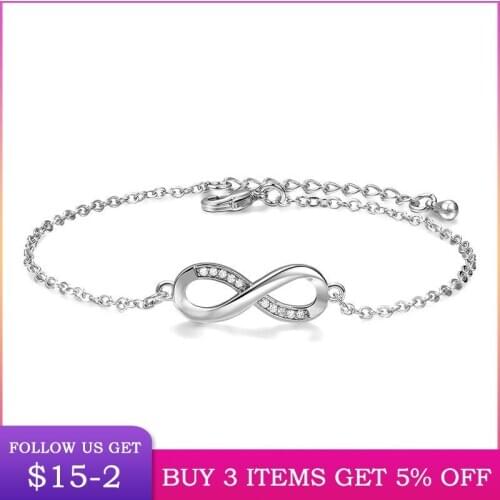 LByzHan Fashion Cubic Zirconia Crystal Adjustable Bracelets Luxury Infinity Number 8 Bracelets For Women Wedding Jewelry Gifts