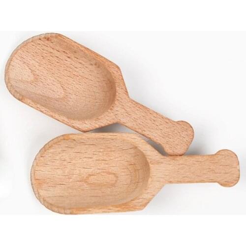 Mini Wooden Scoop Teaspoon Small Salt Shovel Bath Salts Spoon Milk Powder Scoops Wood Condiment Coffee Tea Sugar Spoons SN1013