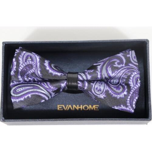 Fashion Vintage Purple Paisley Mens Bow Tie Mariage Party Dress Butterfly Bowtie for Wedding Gifts Without Box