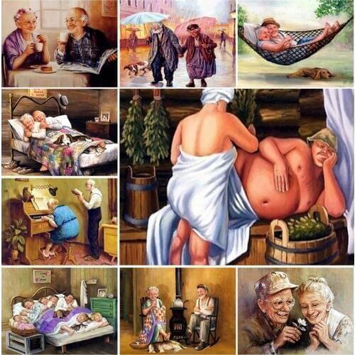 5D DIY Diamond Embroidery Kit Portrait Diamond Painting Old Couple Cross Stitch Mosaic Rhinestone Home Decor Handmade Gifts