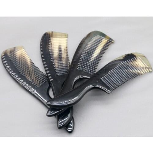 Natural Yak Horn Swallowtail Handles Fine Tooth Comb Hair Straighter Comb Anti-Static Hair Massage Brush