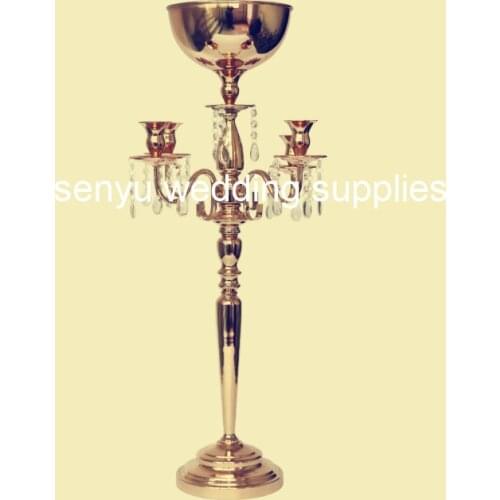 New design wedding wedding centerpieces gold candelabra with flower stand senyu0477