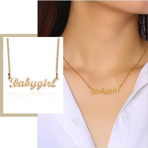 Personalized Women Necklaces Stainless Steel Chokers Font 9 OPTI Script Pendant Stainless Steel Anti Allergy Gift for Her