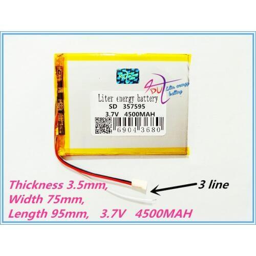 3 line Tablet pc 357595 3.7V,4500mAH (polymer lithium ion Rechargeable batteries) 367596 for tablet pc 7 inch 8 inch 9inch