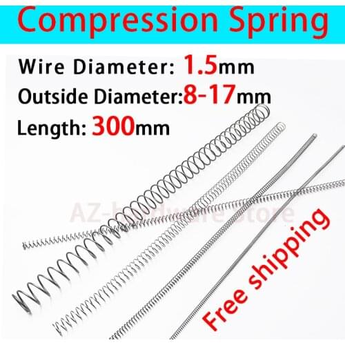 Compressed Spring Pressure Spring Wire Diameter 1.5mm, Outer Diameter 8mm-17mm, Length 300mm Release Spring Return Spring 1 Pcs