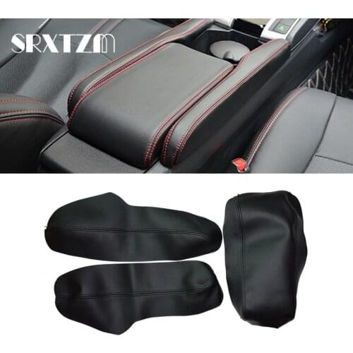 3pcs For Honda Civic 10th Gen 2016 2017 2018 Car Center Console Lid Armrest Box Microfiber Leather Protection Cover