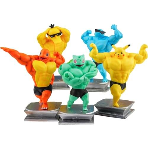 Pokemon Hercules Muscle Anime Figure Pikachu Charmander Squirtle Psyduck Bulbasaur Gengar Creative Garage Kit Model Gifts