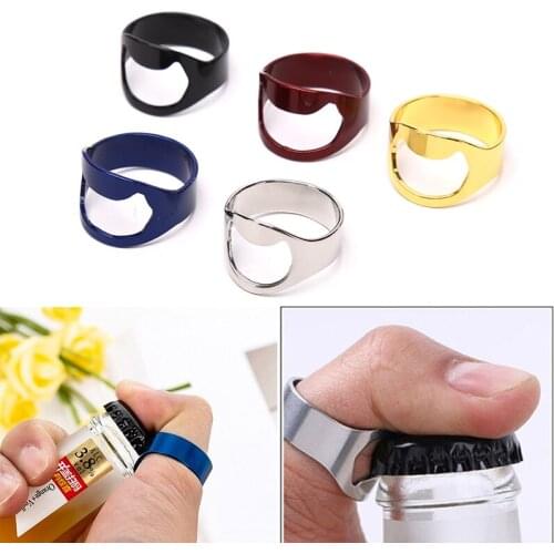 Portable Mini Ring Beer Bottle Opener Stainless Steel Finger Ring-shape Bottle Beer Cap Opening Remover Kitchen Bar Tools 22MM