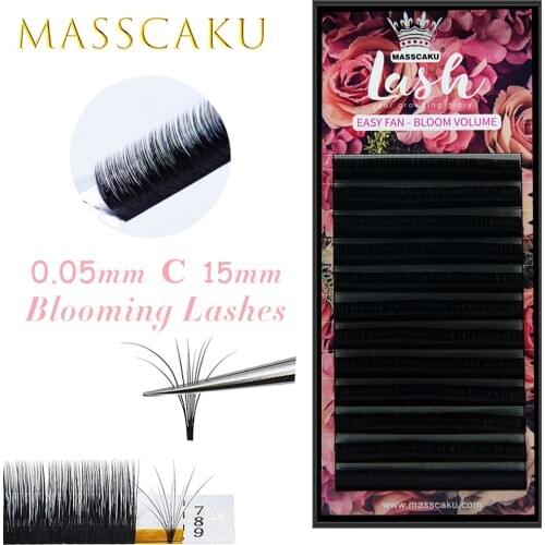 MASSCAKU Eyelashes Makeup Eyelash Extension Bloom Auto Fans Eyelash mega volume Lashes High Quality Natural Camellia Beauty