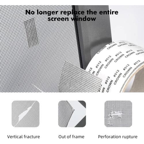 Screen Repair Tape Self-Adhesive Fiberglass Window Door Screen Mesh Repair Patch for Holes Tears Repairing 5x200cm