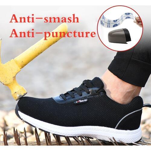 SERENE 2019 Steel Toe Work Shoes Men Safety Anti-Smashing Lightweight Breathable Non-Slip Anti-static Construction Boots