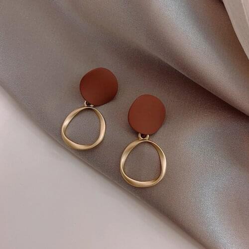 New Brown Earrings Vintage Matte drop Earrings for women Metal Fashion Statement Dangle Earring Trend Jewelry Gifts