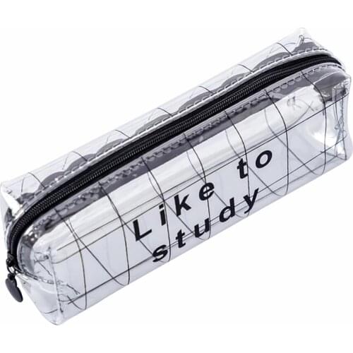 Kawaii Pencil Case Cartoon Transparent Letter School Pencil Pen Box Pencil Bag School Supplies Stationery Student Learning