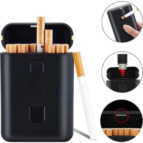 Replaceable Tungsten Coil Reusable Cigarette Case with USB Plasma Arc Lighter 20pcs Regular Cigarettes Box Rechargeable