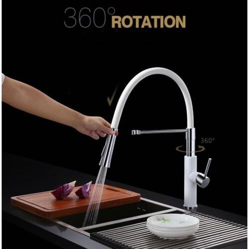 Vidric Pull down Kitchen Faucet Sink Mixer Tap 360 degree rotation kitchen mixer taps Kitchen Tap black or white food rank mater