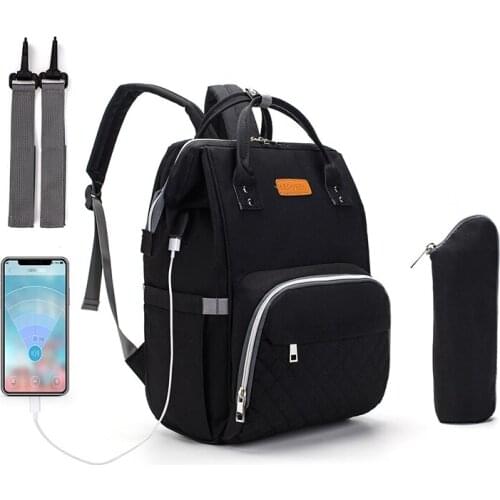 USB Fashion Mummy Maternity Nappy Bag Waterproof Large Capacity Backpack Women Travel Stroller Nursing Bag for Baby Care