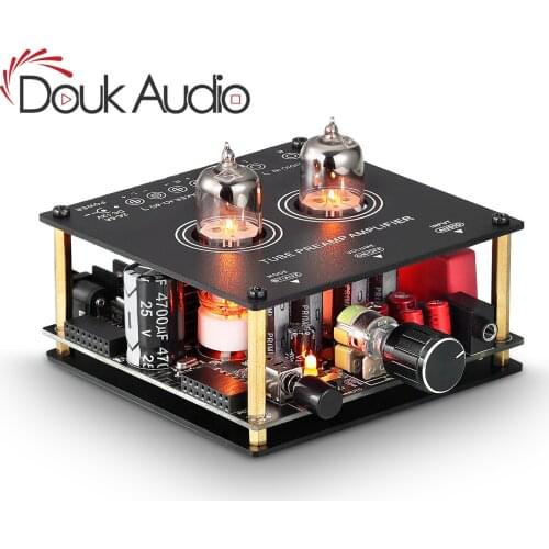 Douk Audio HiFi Bluetooth 5.0 Vacuum Tube Amplifier Mini Valve Audio Preamp Home Stereo Receiver Desktop Audio Amp 35W+35W