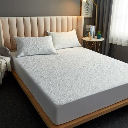 Waterproof Quilted Fitted Bed Sheet Breathable Bed Mattress Protector Plain Quilting Bedspread for Children Adults