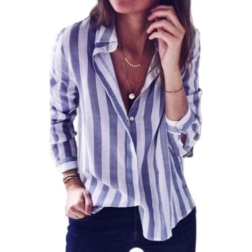 2021 New Arrival Striped Women Casual Shirt Europe Style Slim Fit Long Sleeve Bloues Shirts Leisure Female Tops Size S-5XL