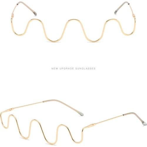 Diamond-studded Ladies Glasses European and American Trend Metal No Piece Fashion Wave Personality S-shaped Decorative Mirror