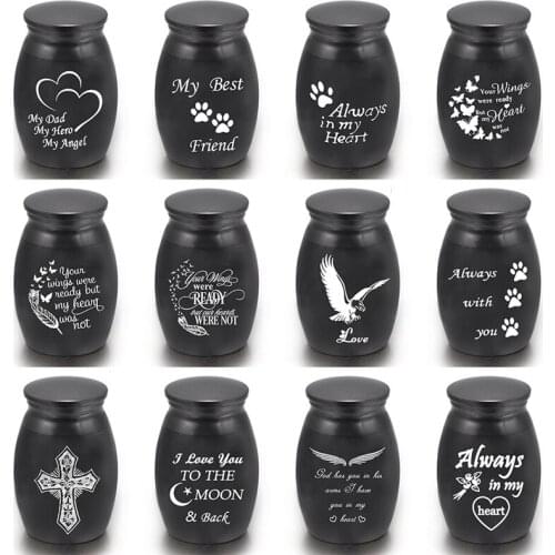 Cremation Ashes Urn Keepsake Casket Columbarium Pet Memorials Mini Size Pet Supplies Black Alloy Pet Urns for Dog Cat Bird Mouse