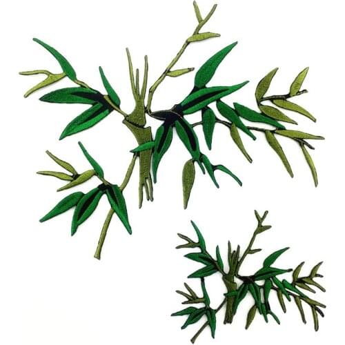 1pcs Green Bamboo Patch DIY Embroidery Sew on Patch for Clothing Sticker Badges Clothing Patches