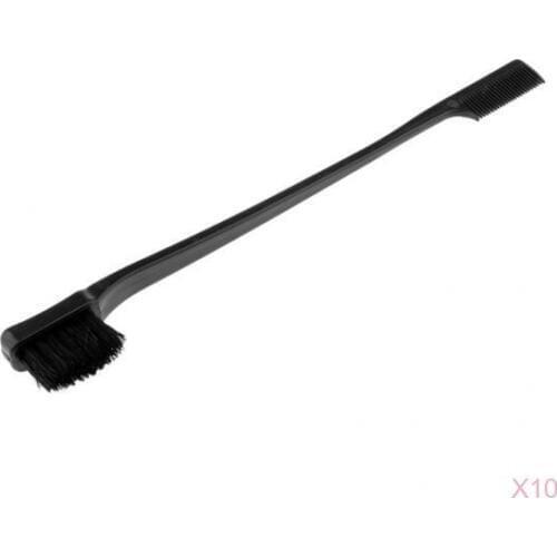 10 Pieces 7'' Black Beauty Double Sided Edge Control Hair Brush Comb Hair Styling Hairbrush