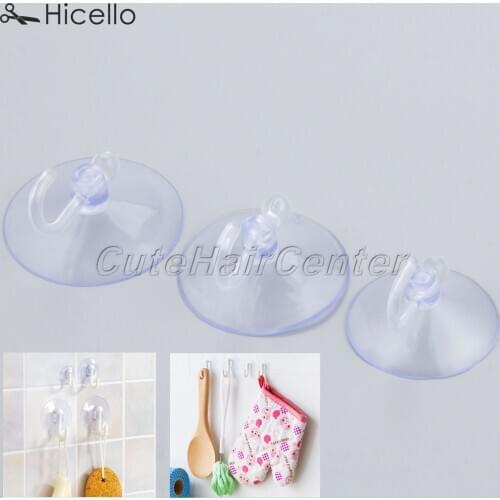 10PCS Suction Hooks 40mm/45mm/50mm PVC Transparent Suckers Strong Hanger Bathroom/Kitchen Sewing Accessories Hicello