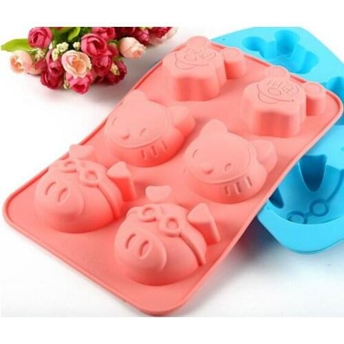 100pcs/lot,6 Holes animal Shape Chocolate Mold DIY Silicone Cake Decoration Mold Jelly Ice Baking Mould Love Gift Chocolate Mold