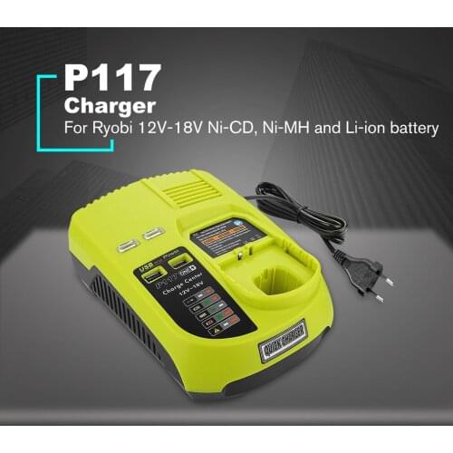 12V-18V Lithium Ion NiCad Ni-CD / Ni-MH Universal Rechargeable Battery Charger Pack Power Tool For Ryobi One+ P117 EU/US/AU/UK