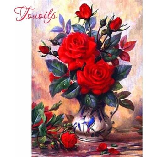 4 Pack Rose Sunflower 5D DIY Diamond Painting Kits Full Drill Rhinestone Embroidery Cross Stitch Home Decor