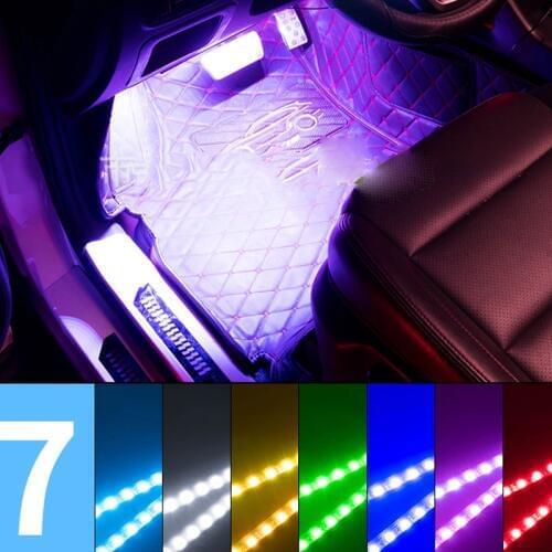 Car Led Footwell Lamp Environment Light Atmosphere Foot Bulb With USB Wireless Remote Music Control RBG Transformation