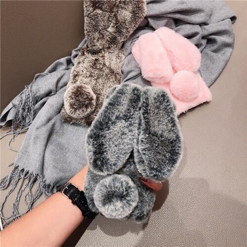 3D Rabbit Fur Plush Phone Case For Nokia 5.1 plus case for Nokia 3.4 2.4 7.2 6.2 4.2 3.2 2.2 2.1 3.1 5 6.1 7.1 8.1 Soft cover