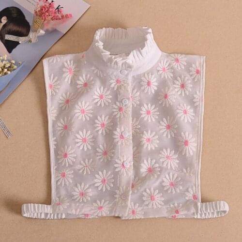 Flower Embroidery Fake Collars for Women Shirt Blouse Tops False Collar Detachable Collar Decorative Shirt Clothes Accessories
