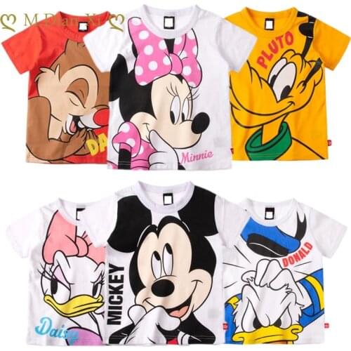 ChildrenS Clothing 2021 Summer New Disney Cartoon Minnie Mickey Arrival Boy Basic Shirt 100% Cotton Girls Short-Sleeve T-Shirt