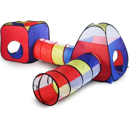 Baby Indoor Crawling Game House 4 In 1 Folding of Tents Throwing Basketball Pool Tunnel Tent Childrens Outdoor Toy Tents