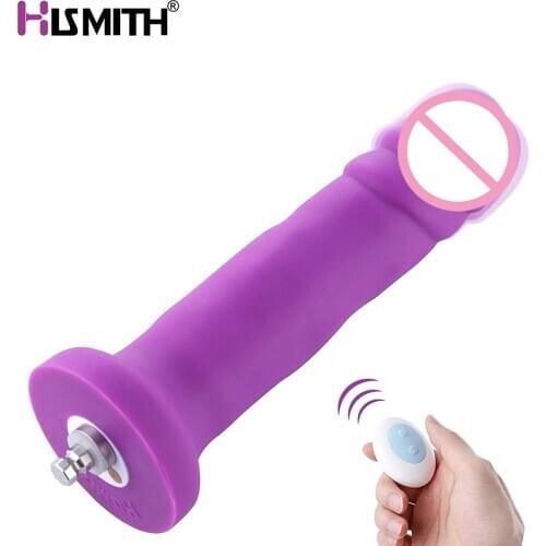 Hismith Purple Silicone Dildo With Vibration Function KlicLok System 5.9" Insertable 1.38" Diameter 3 Speeds 4 Modes Vibrating