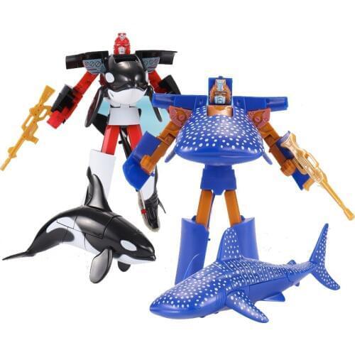 16cm Sea Life Model Dolphin Transformation Shark Whale Action Figure Cartoon Cute animal Puppet Educational collection Kids Toys