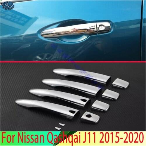For Nissan Qashqai J11 2015 2016 2017 ABS Chrome Door Handle Cover With Smart Key Hole Catch Cap Trim Molding