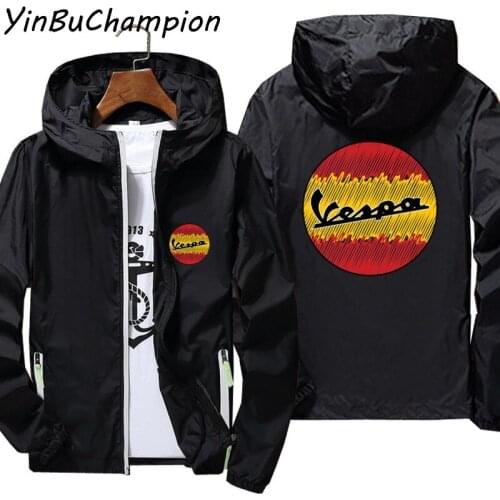 Spain Vespa Motorcycle Hooded Mens Streetwear Jacket Thin Reflective Sunscreen Pilot Windbreaker Skin Outdoor Coats Oversized