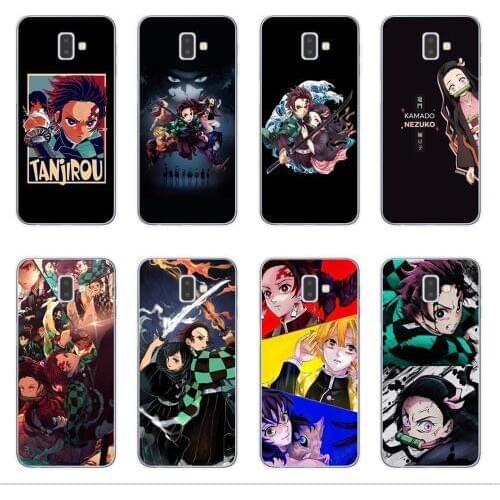 KACKYFUL Anime Demon Slayer Kimetsu no Yaiba Phone Case for Coque Samsung J3 J5 J7 2016 2017 J4 J6 Plus 2018 Note 10 Pro Cover