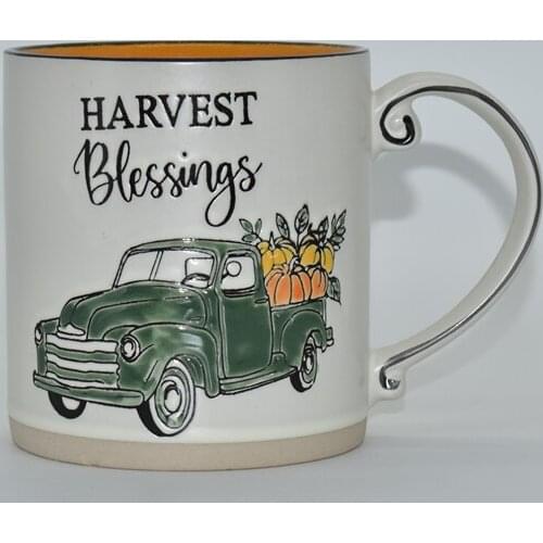 Large Capacity Coffee Mug with Light Luxury Embossed Ceramic Design Mugs Coffee Cups