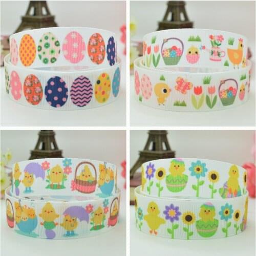 SUPWRF 16 22mm 38 50 75mm Easter egg bunny Printed grosgrain ribbon hair bow DIY hair accessories decoration 50 Yards B0929