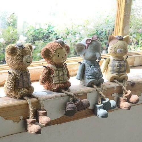 Creative home hanging feet doll resin craft small ornaments room bedroom shelf cute animal decorations furnishings