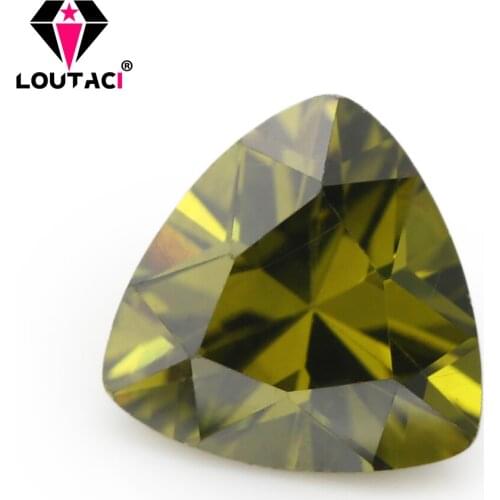 LOUTACI Olive Green Color Trillion Shape Cubic Zirconia Setting Women Jewelry Small Size 3x3-6x6mm