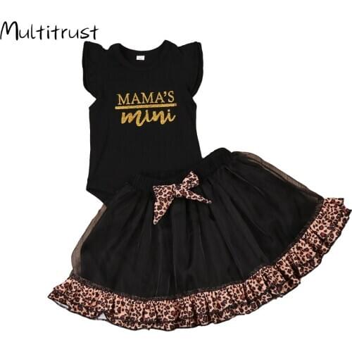 Multitrust Baby Girl Clothes 2020 Girl Clothes Set Letter Print Sleeveless Bodysuit+Skirts 2pcs Clothes Set Size 0-3Y