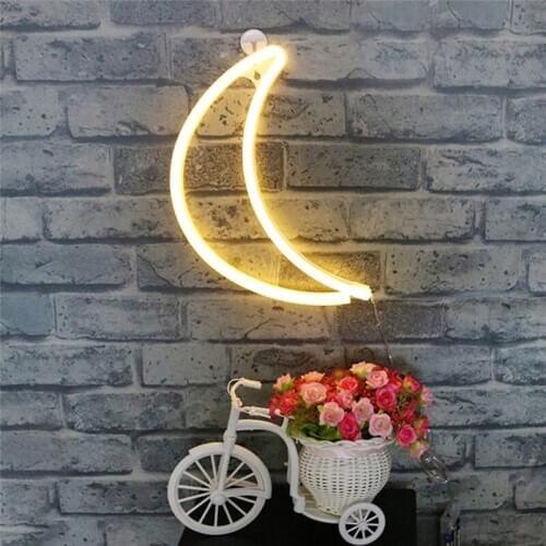 Wall Hanging Decor LED Neon Sign Night Light Moon Shape Neon for Christmas Neon Wall Light for Dormitory Bedroom Party