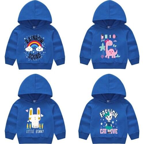 2021 New Sweatshirts For Boy Childrens Sweatshirt Tops Girls Kids Hooded Cotton Streetwear Clothes Rabbit Bear Cub Fashion