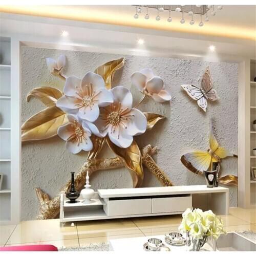 Wellyu papel de parede Custom wallpaper Fashion floral relief TV background wall living room fresh air decorative painting