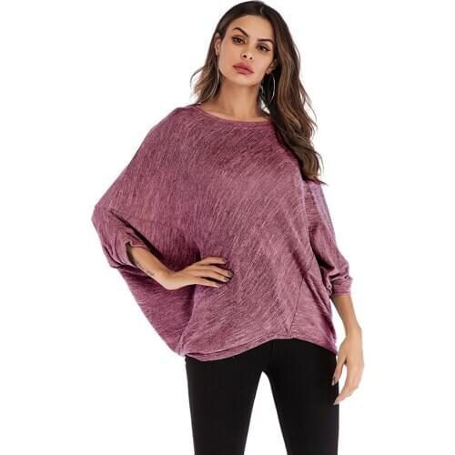 2020 fall/winter womens sweater coat bat sleeve womens t-shirt knit sweater women